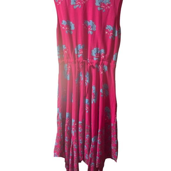 Maje NWT Rushia Pink and Blue Floral Handkerchief Hem Dress Size Large - Picture 8 of 16